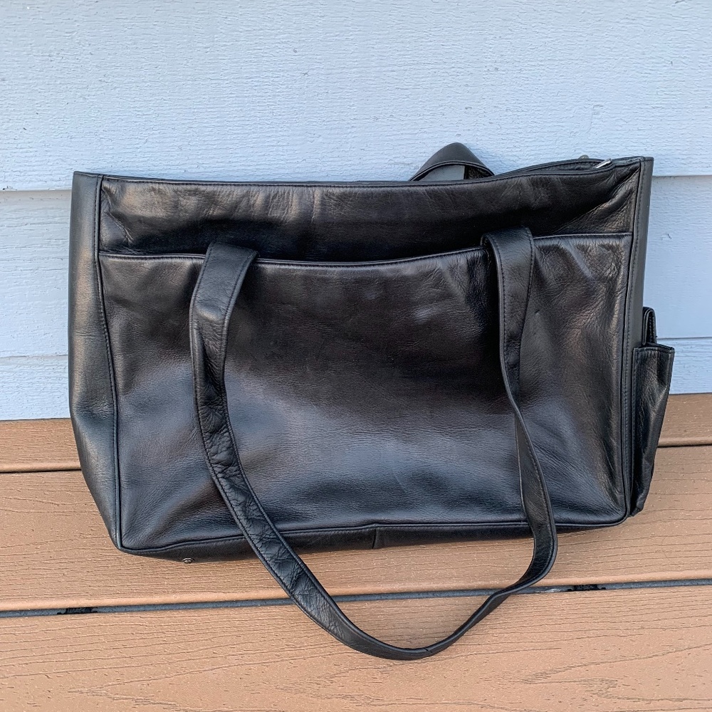 Danier Black Genuine Leather Tote Bag